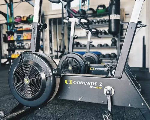 a stationary bike inside a gym