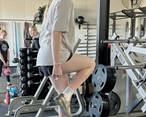 teen girl doing box jump steps