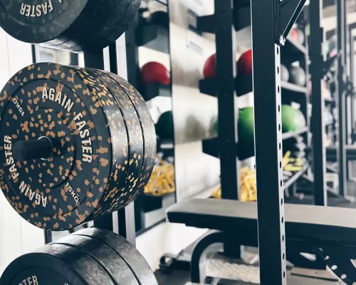 weight rack inside a gym